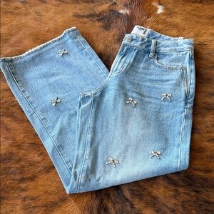 Rare Dnm Edit Blue Embellished Gem Bows Jeans